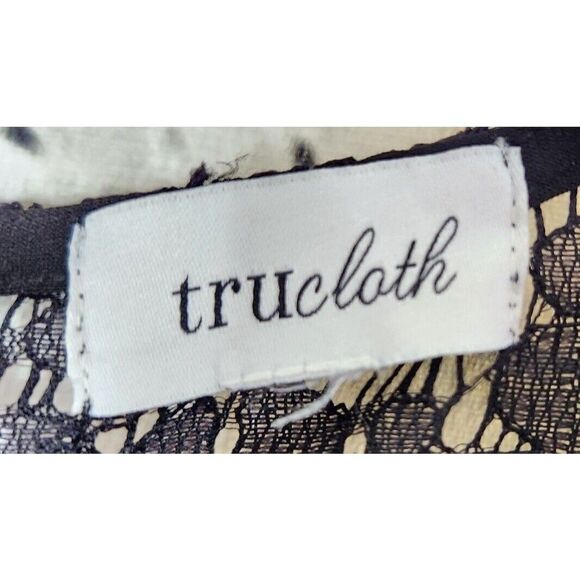 Trucloth Long Sleeve Solid Black Lace Neckline Knee Length Shirt Dress Large LBD - Picture 9 of 11